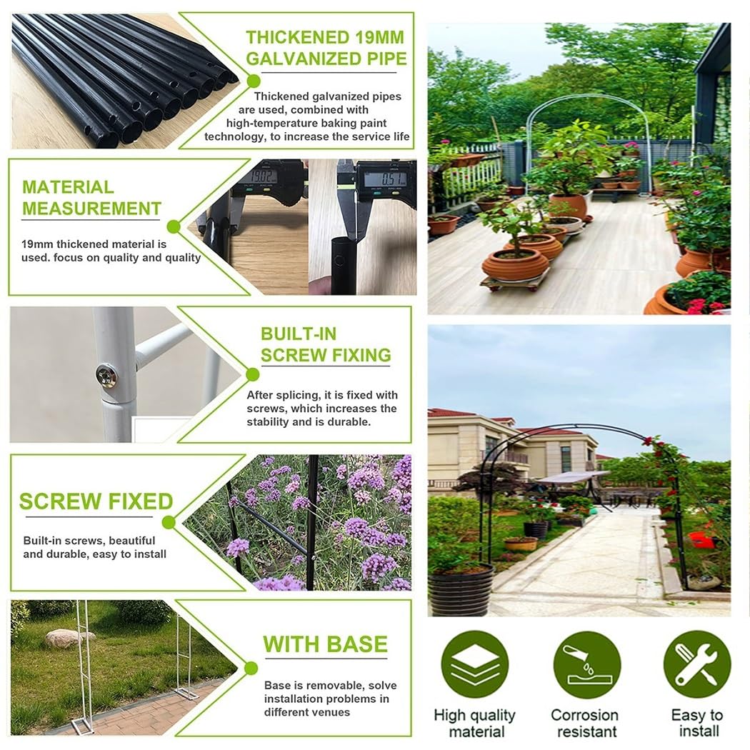 Verstellbarer Rosenbogen aus Metall für Kletterpflanzen – 120–350 cm, schwarzes Hochzeitsspalier, perfekte Gartenlaube für Blumenarrangements, Veranstaltungen im Freien und Landschaftsgestaltung.
