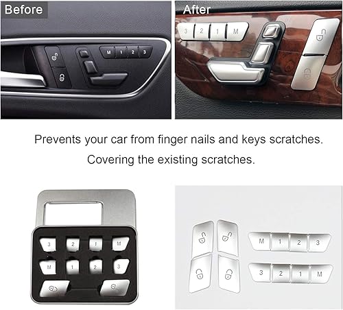 Miniatura 7 de Cubierta de botón de desbloqueo de bloqueo negro para asiento de puerta de memoria, interruptor de parche de repuesto para Mercedes Benz GLK ML GL A