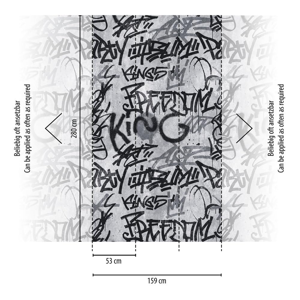 Livingwalls Graffiti 382511 - Carta da parati moderna in tessuto non tessuto, 1,59 x 2,80 m, made in Germany