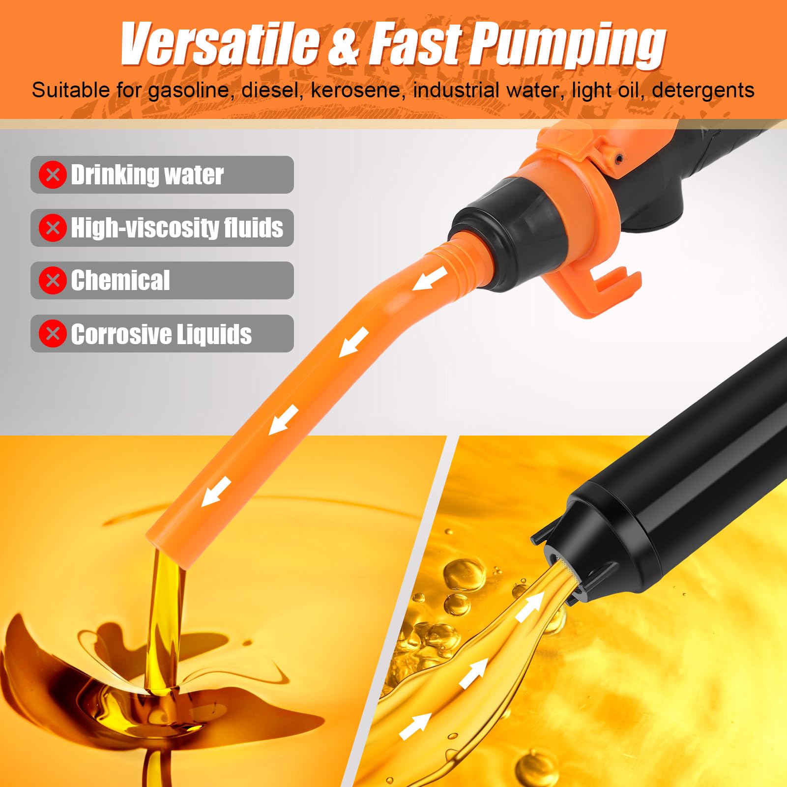 Bomba extractora de aceite eléctrica, portátil de 9 l/min con control de boquilla ajustable, ideal para líquidos no corrosivos, cambios de aceite automotriz, extracción de combustible