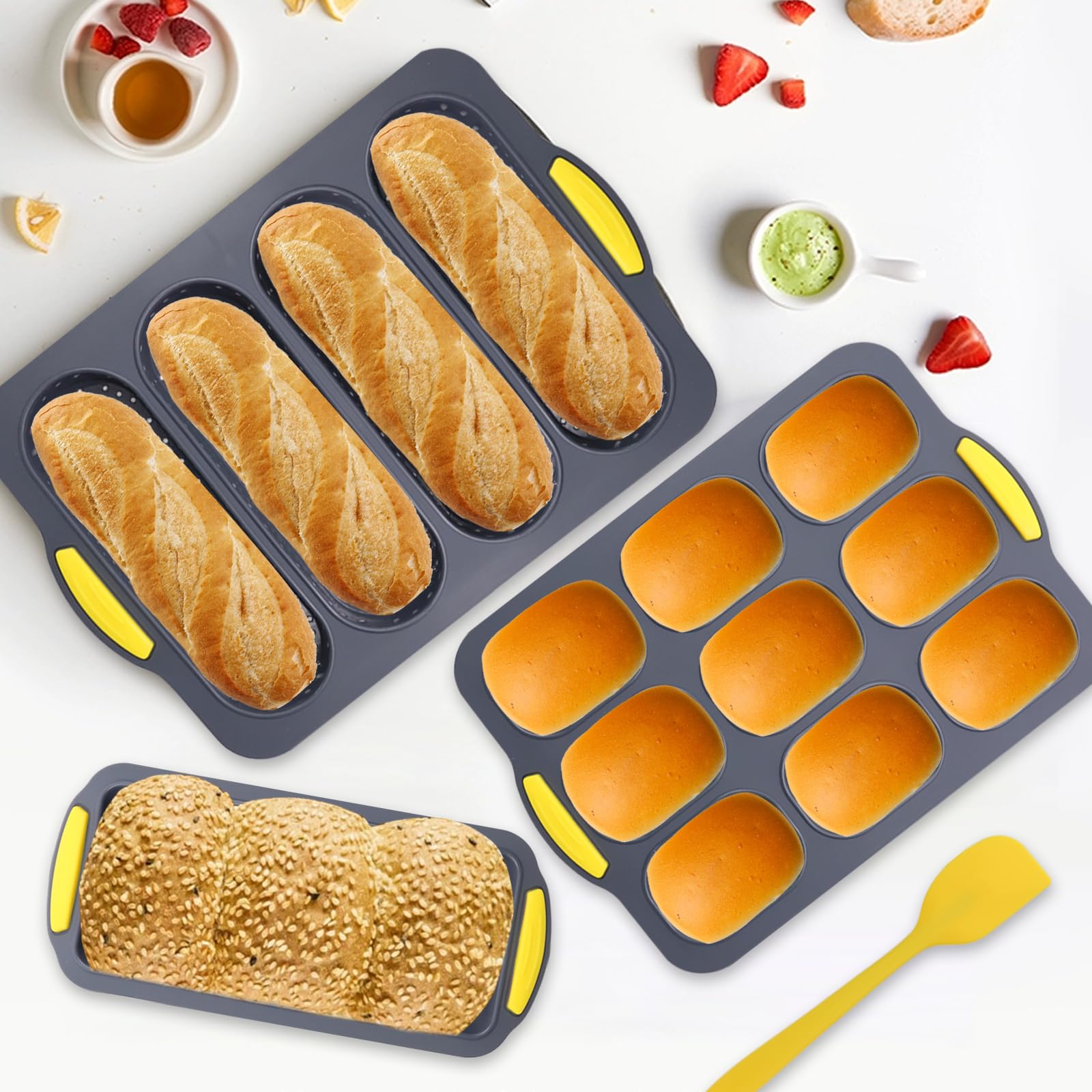 TYUI Stampo per pane in silicone per cuocere il pane, con quattro fori