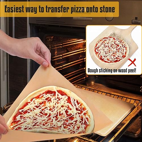 Miniatura 4 de AIERSA Hojas de papel pergamino para horno, 100 piezas antiadherentes para parrilla, papel para hornear de piedra de pizza rectangular, mantiene la