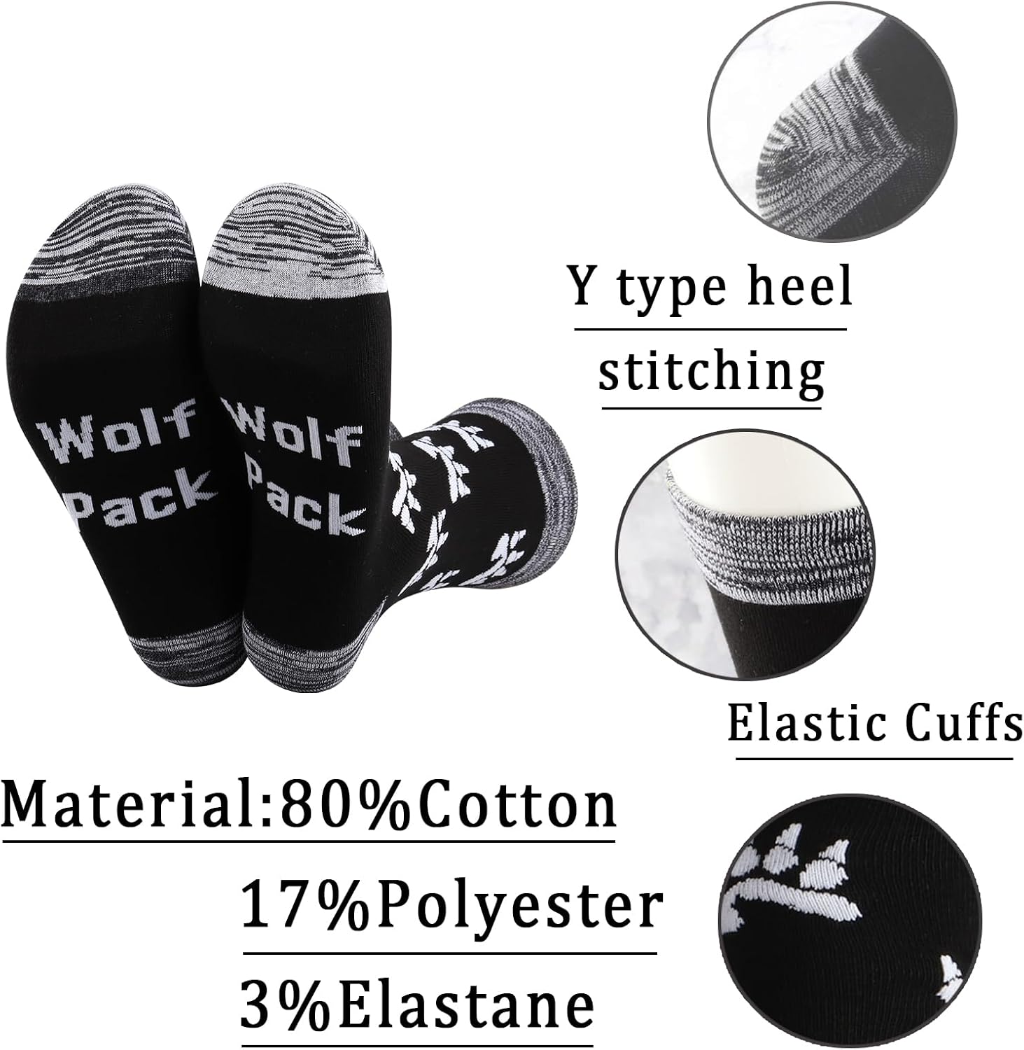 JXGZSO Wolf Pack Wolf Paw Print Socks - Wolves Animal Themed Socks - Image 3