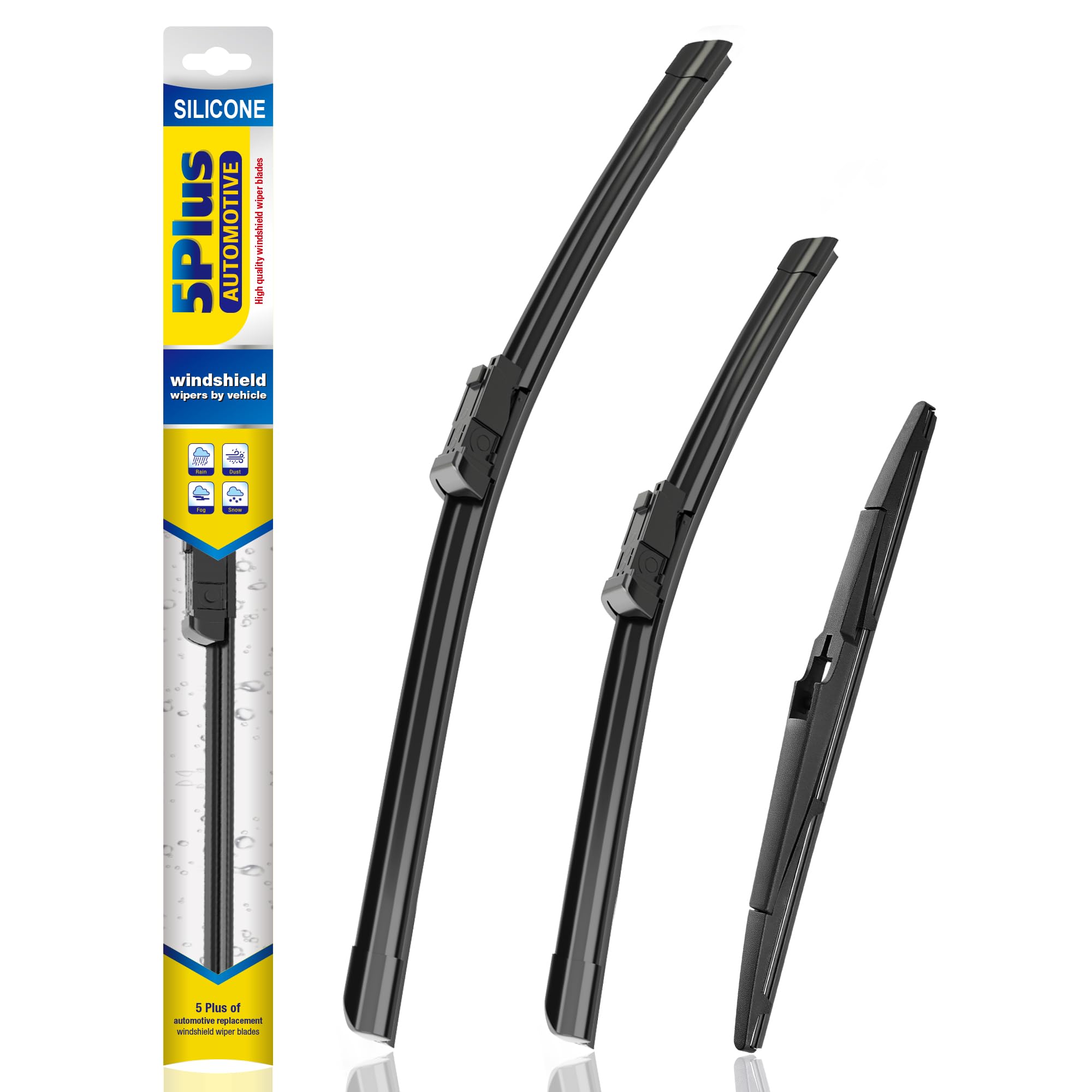5 PLUS Silicone Windshield Wipers Fits Chevy Trailblazer 2021-2026 (3 PACK) | 24"+18"+12",Long-Lasting Silicone Wiper Blades,All-Weather Durability,Streak-Free Wiping,Clear Visibility in Harsh Weather