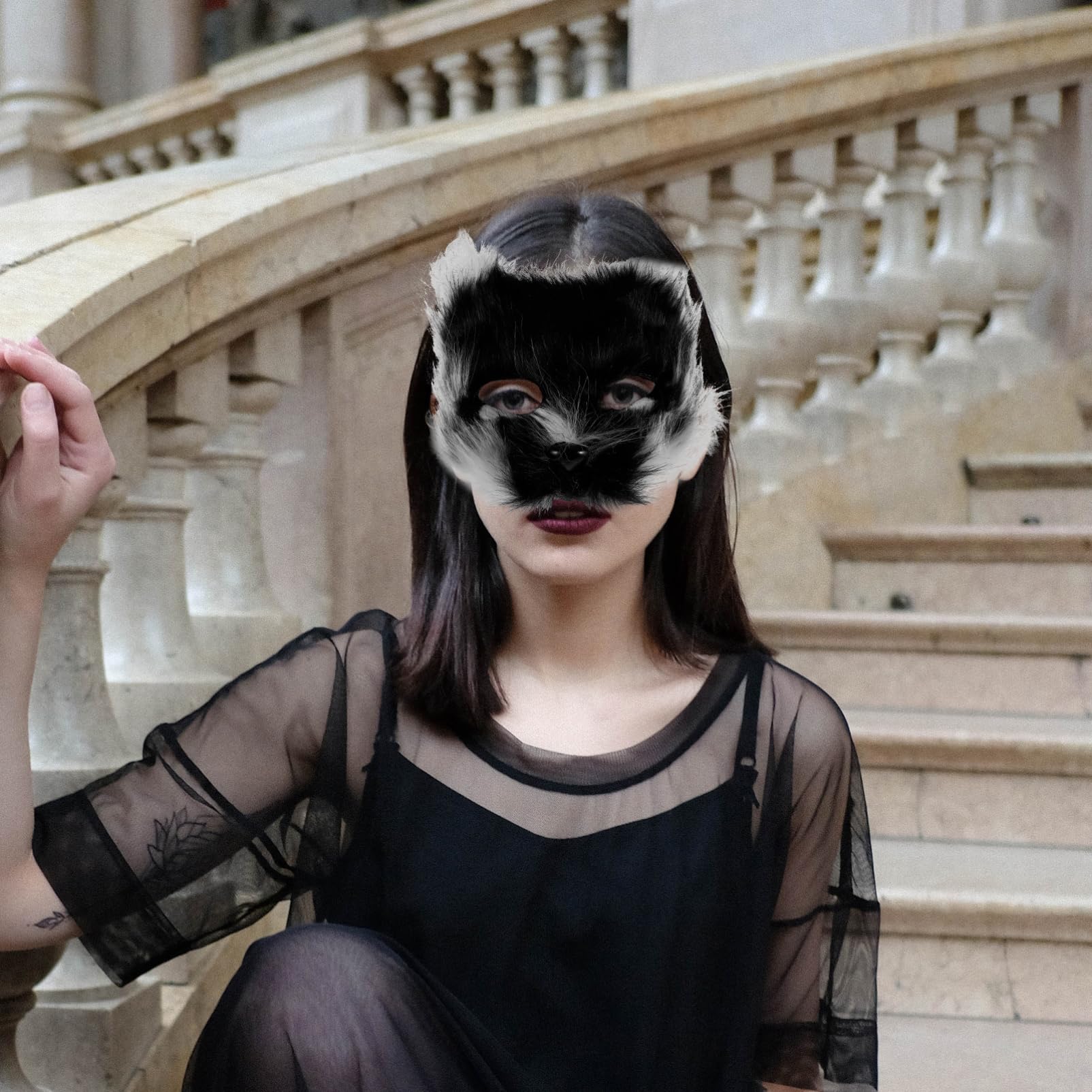 TOYANDONA Masque Animal Demi-visage en Fausse Fourrure, Lot 1, Cosplay