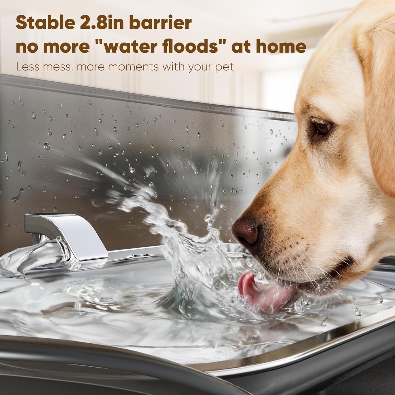 Fontana d'acqua per cani in acciaio inossidabile senza scarico per cani grandi, fontana d'acqua per animali da compagnia ultra calma 8L / 2.1Gal per gatti cani all'interno, distributore automatico