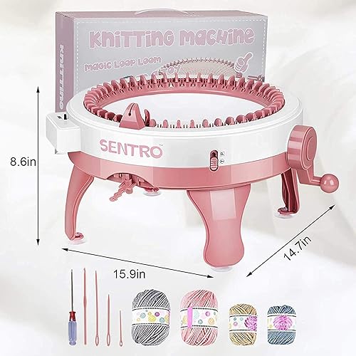 Miniatura 6 de KPTIJXE Máquina de tejer 48 agujas, con dispositivo de organización de agujas, telar de tejido inteligente, kit de máquina de tejer doble para