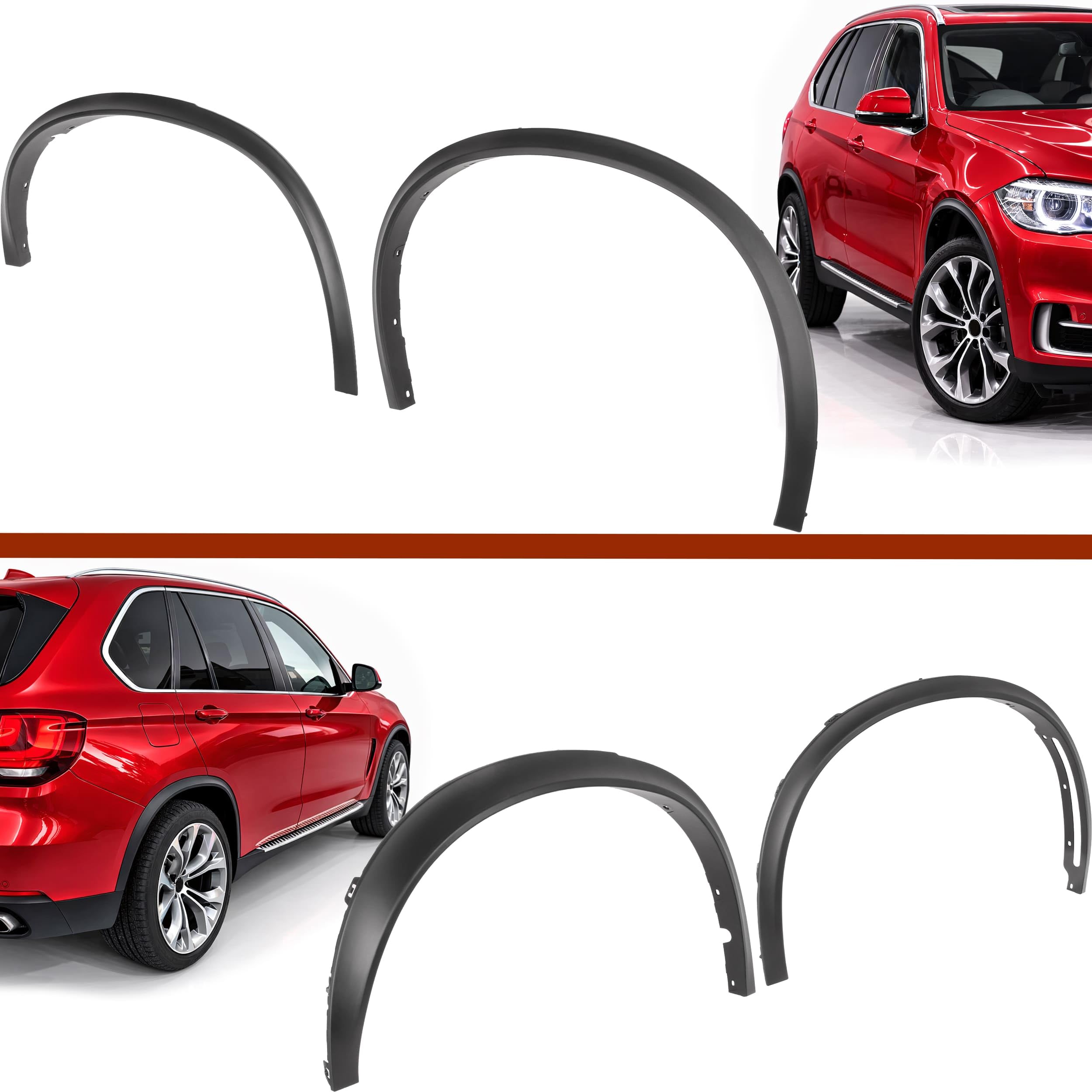 RECAMBO Radlaufverbreiterung Kotflügelverbreiterung passend für BMW X5 M | F15 | BJ 2013-2018 4-teiliges Set ABS - Radlaufleisten vorne hinten schwarz matt Karosserie Ersatzteil