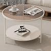 Glass Top Coffee Table,Small Round Modern Coffee Tables for Small Spaces,2-Tier Round Glass Table with Storage Shelf for Office Reception Room,Brown White,60x46cm