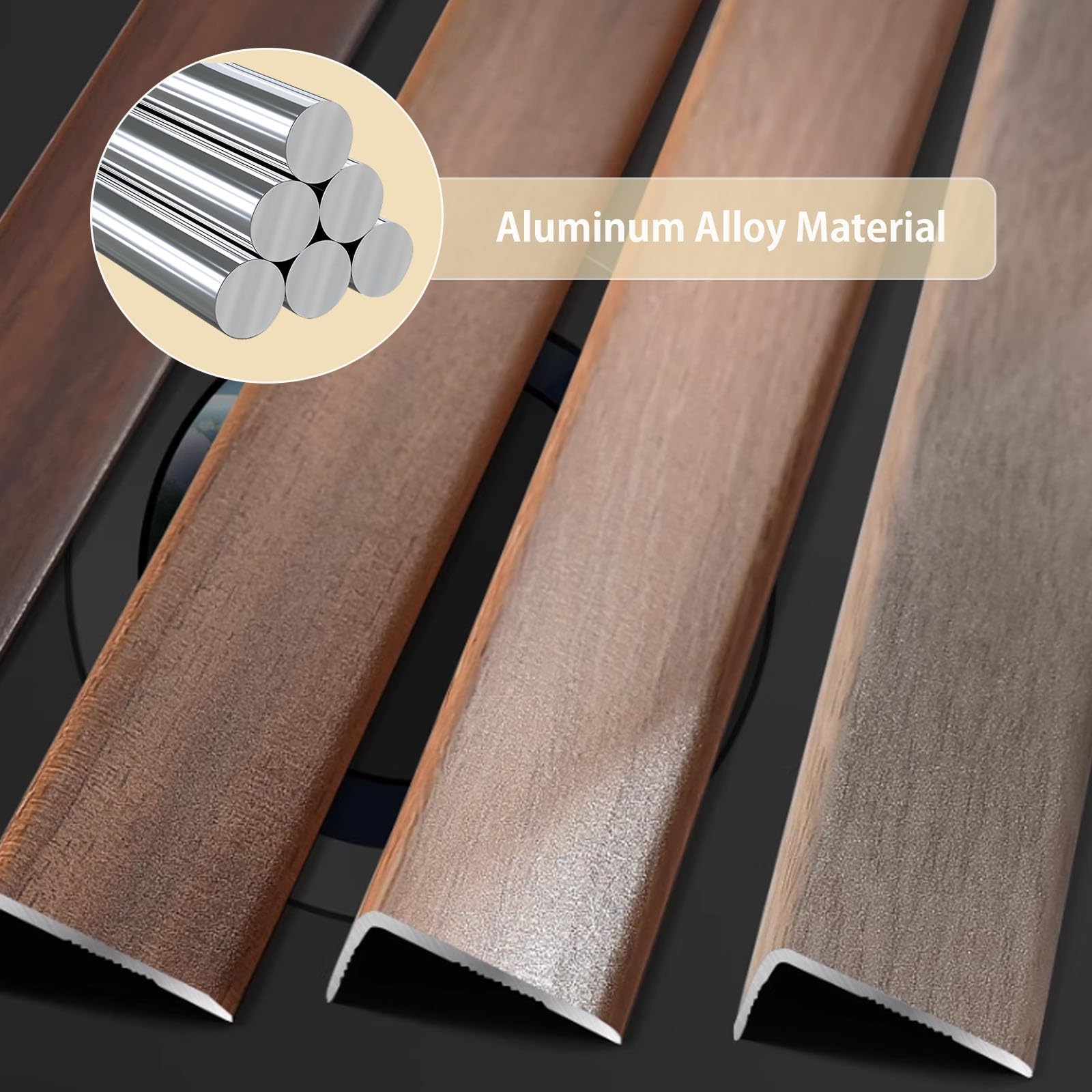 Listwy krawędziowe do podłóg, stop aluminium, kąt prosty, wykończenie w kształcie litery L, do schodów laminowanych z twardego drewna, trwała ochrona, długość 60150 cm, jasny dąb, szer. 25 mm x wys
