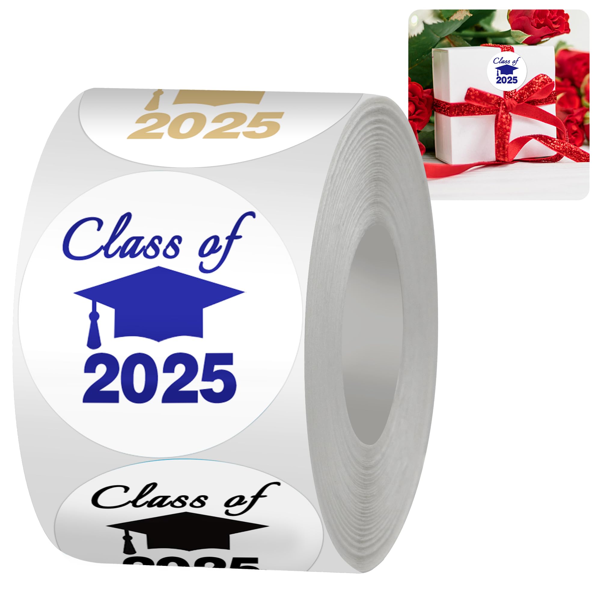 500 Pcs Class of Graduation Stickers 3 Color Style(Black, Blue, Gold), Congratulations Graduates, Graduation Labels, Seals Labels Stickers 1.5" Round (Blue)