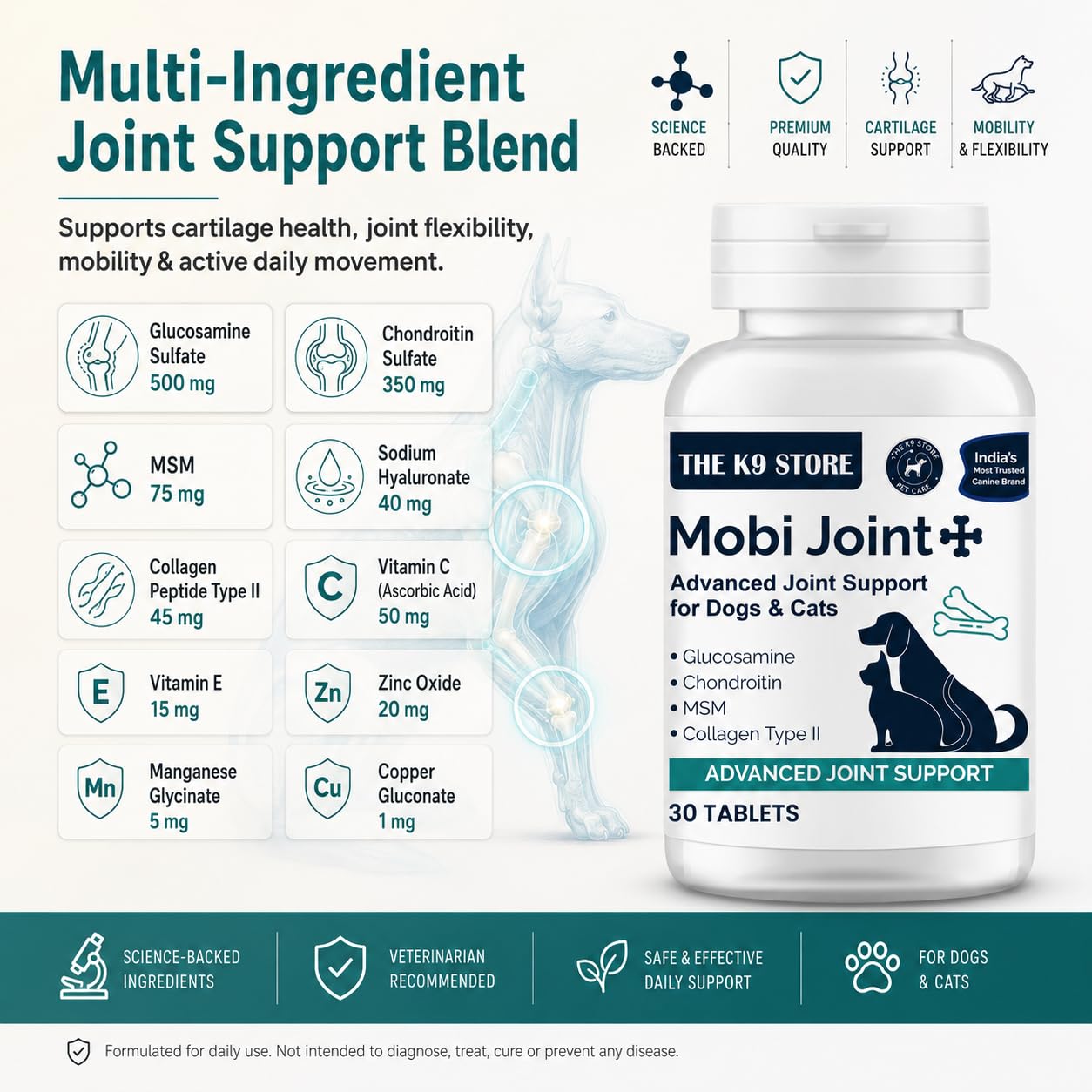 Mobi Joint+ Joint Support Supplement for Dogs & Cats | Hip Mobility Tablets | 30 Count — Amazon image 2