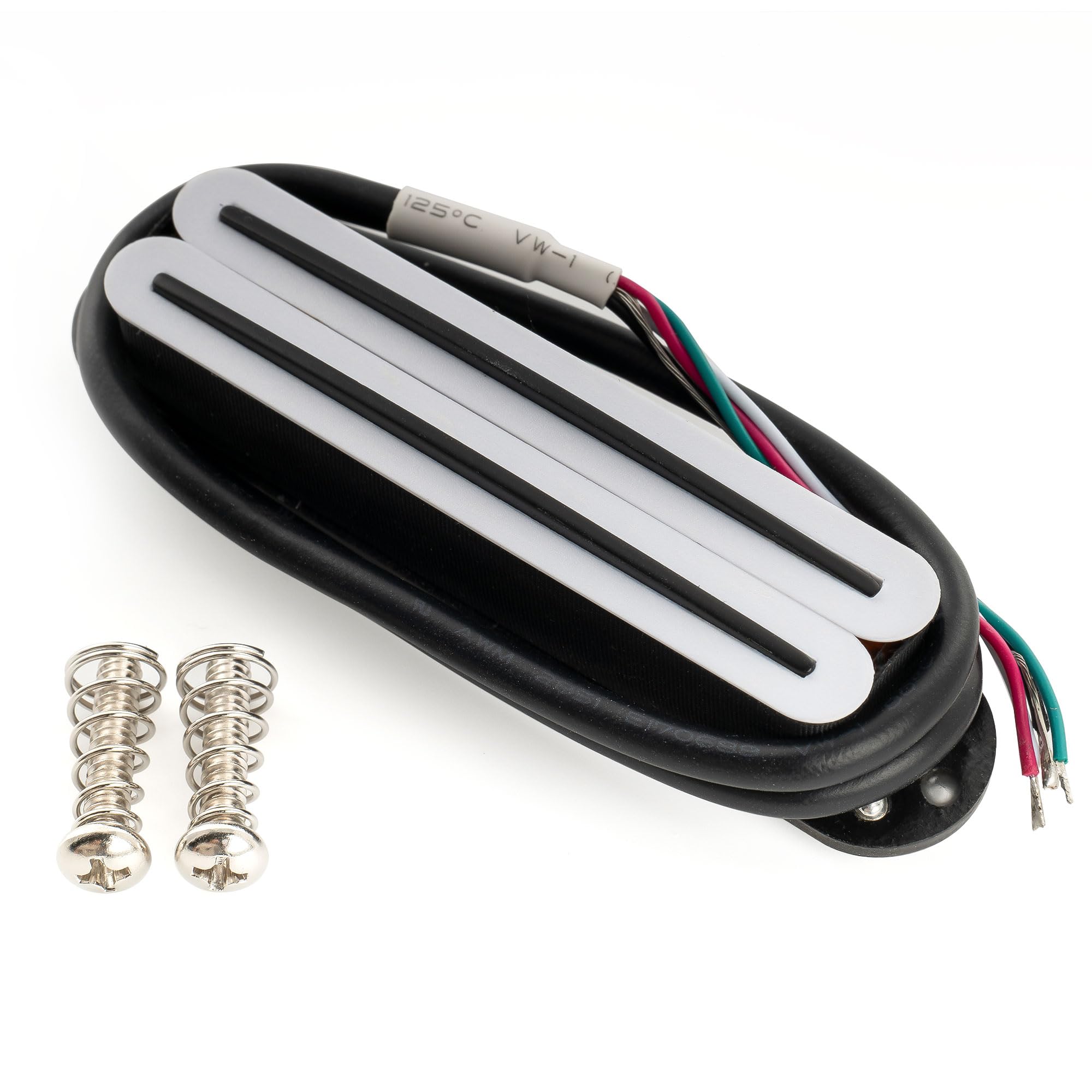Musiclily Pro ST-DPLA Alnico 5 Rail Blade Humbucker Tonabnehmer Single Coil Format 6,2K für Strat Style E-Gitarre, Weißer Korpus Schwarzer Rail