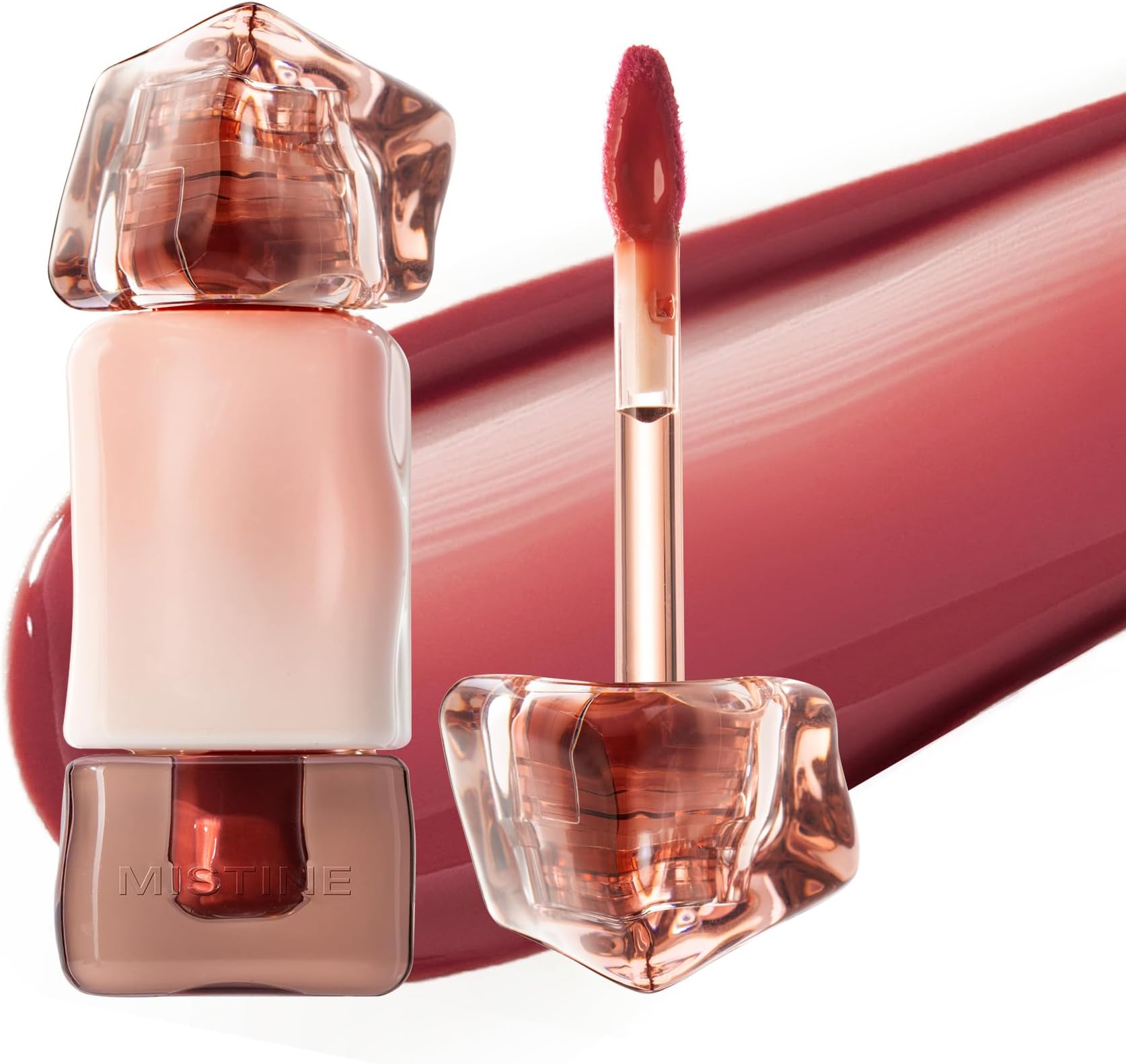 Mistine Lip Gloss Thai latte Long Lasting Lip Glaze Non-sticky Lip Tint Gloss with 1% Peptide Glossy Finish G03 Samui Geisha 0.1oz 1 Count