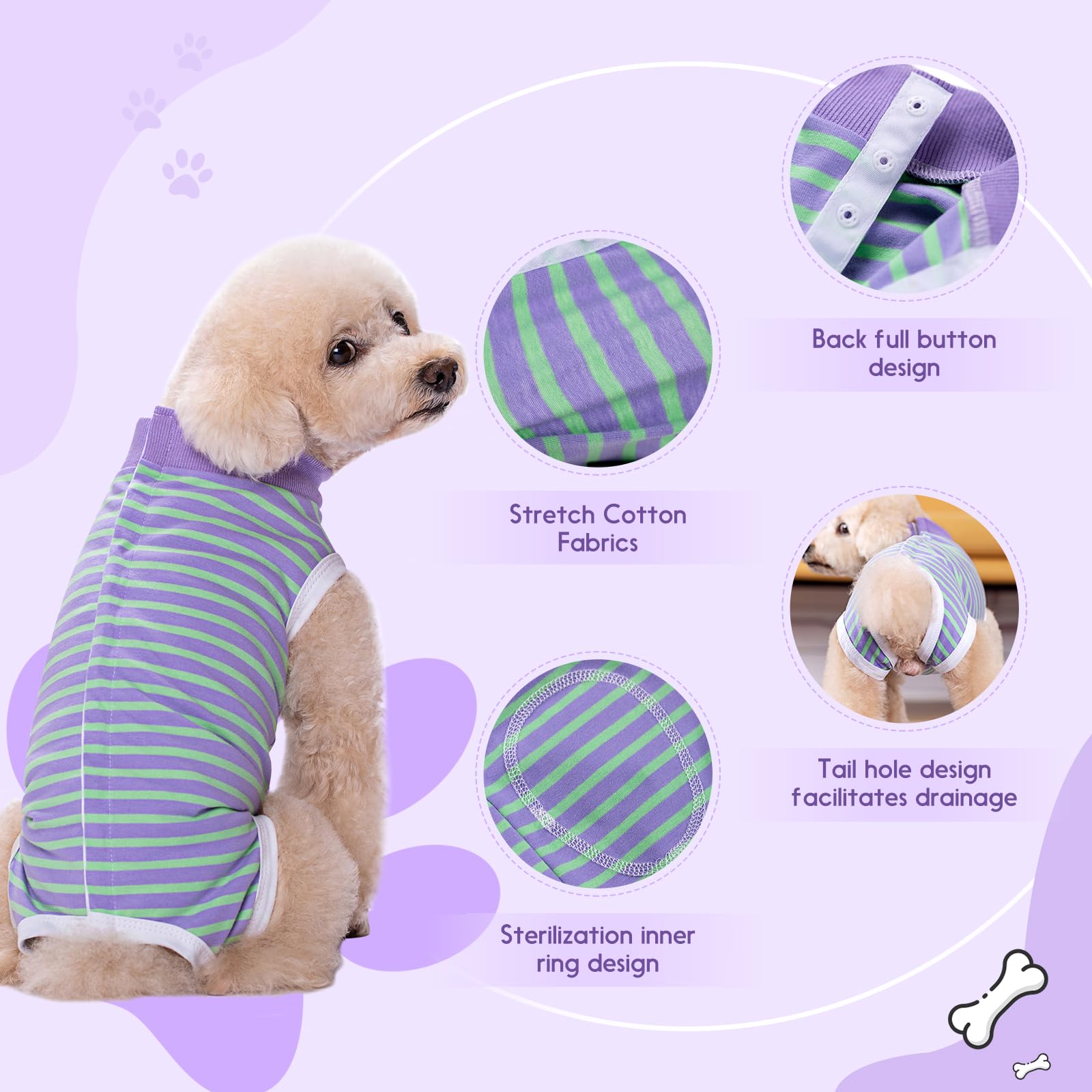 TQFlow Dog Surgery Recovery Suit, Surgical Bodysuits Abdominal Wounds Protector for Female Male Dog Cone E-Collar Alternative - Image 2