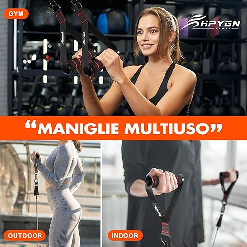 Miniatura 6 de HPYGN Mango de ejercicio, equipo de fitness de repuesto para pilates, yoga, entrenador de fuerza, gimnasio en casa extraíble, rojo, gris, azul mango