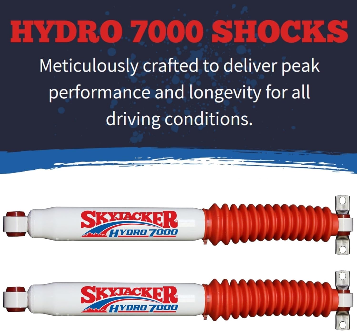 Pair of Hydro 7000 Series Rear Hydraulic Action Shocks fits 2007 2018 Wrangler JK & Rubicon 2WD 4WD with 2-3.5” Rear Lift | Durable Construction | Velocity-Sensitive Valving