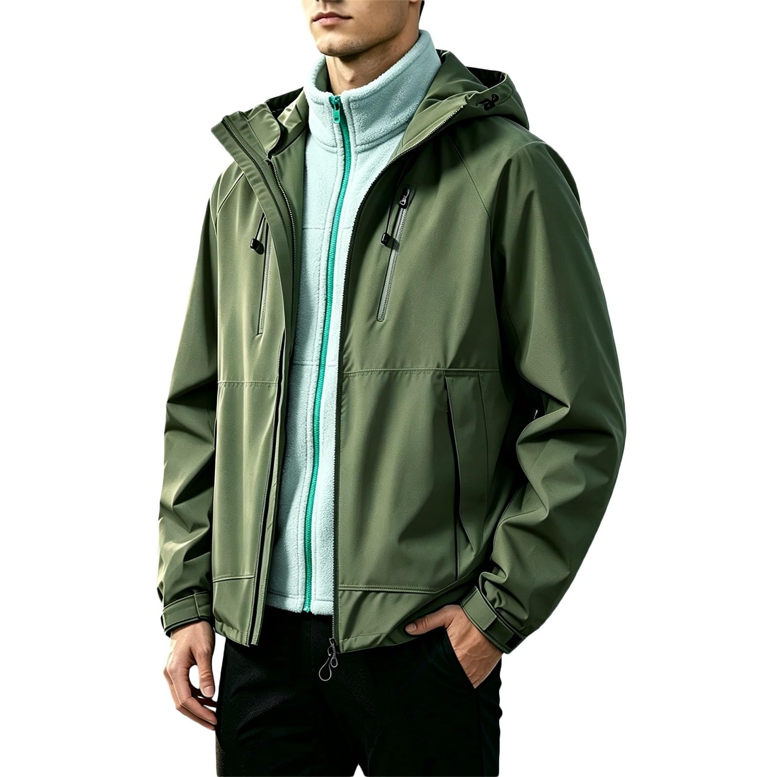 Chubasquero para hombre, impermeable, transpirable, cortavientos, para senderismo, montañismo, pesca, chubasquero ligero, chaqueta softshell con capucha