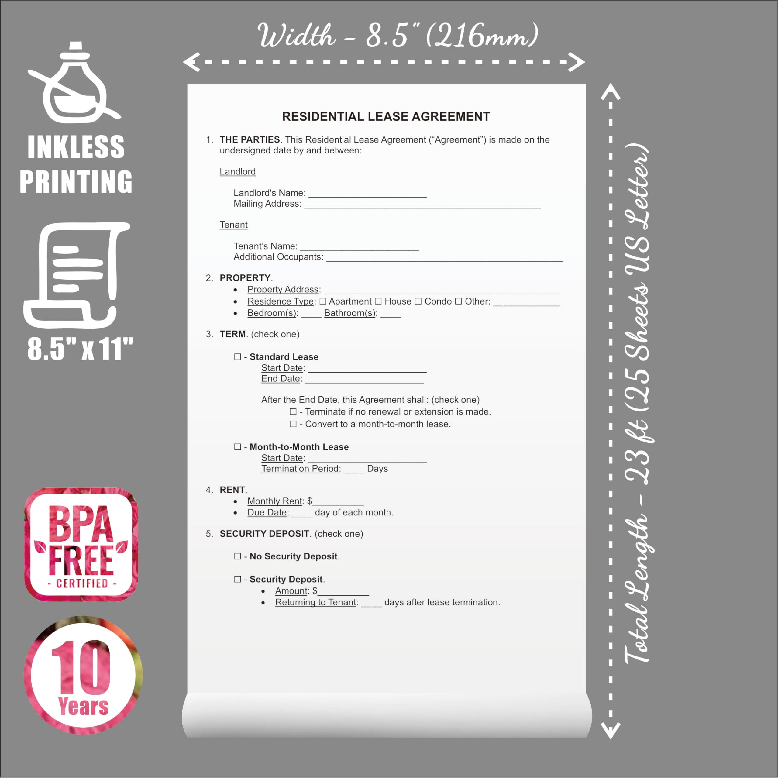 Rollos de papel térmico de 8.5 x 11 pulgadas, compatibles con Gloryang & JADENS PD-A4, papel de impresora térmica Phomemo M832 M834, papel de impresora sin tinta para Aixiqee A80 A81, 4 rollos