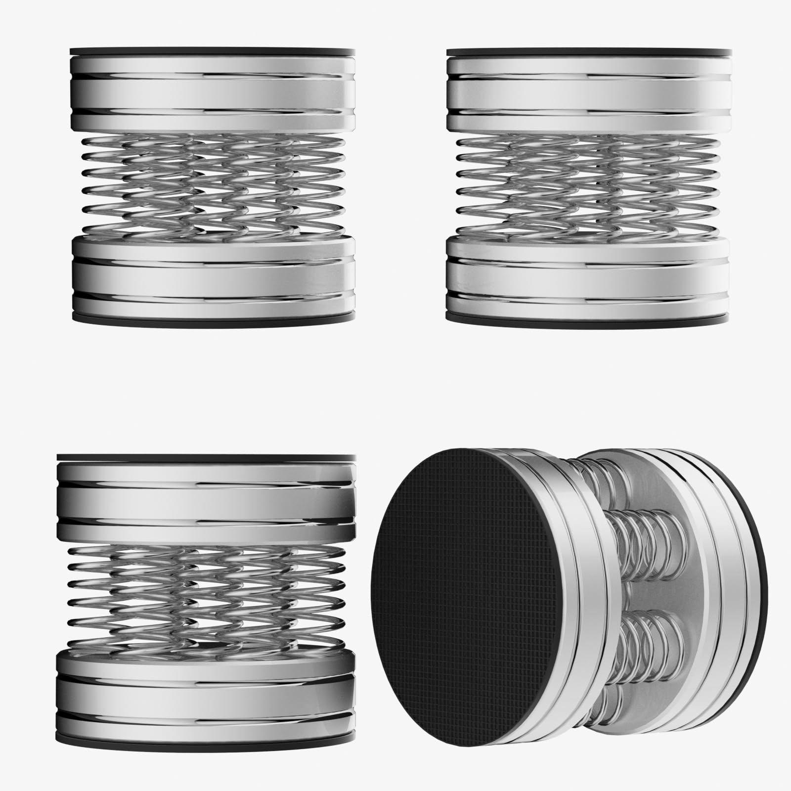 Monosaudio Lot de 4 pieds de haut-parleur HiFi - Pieds en aluminium - Amortisseur - Pieds d'isolation HiFi - Dessous de verre pour amplificateur, platine disque, caisson de basses (argent, SP4438)