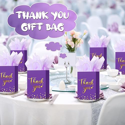 Miniatura 7 de Tinlade 30 bolsas de regalo de agradecimiento con papel de seda dorado con asa para graduación, negocios, compras, boda, baby shower, recuerdos de