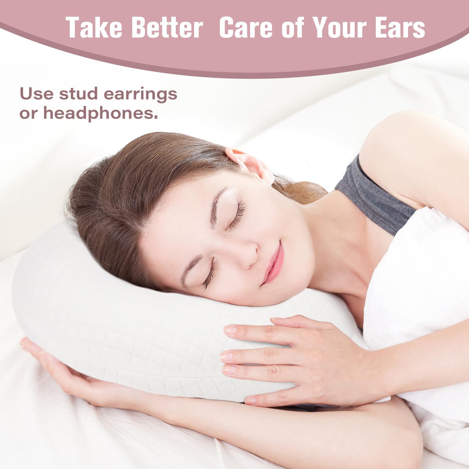 RoamReady Ear Piercing Pillow for Side Sleepers Ear Pillows with Holes for Pain Earring Inflammation Pressure Sores - Image 3