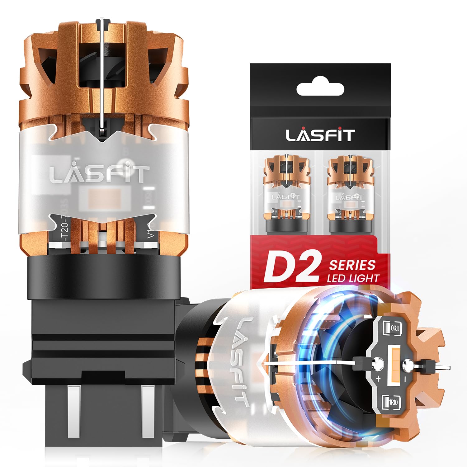 LASFIT 3157 LED Bulb Amber, 3057 4157 3156 LED CANBUS Ready, 2 Pcs