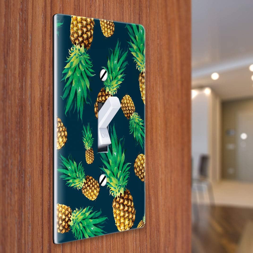 WIRESTER Single Gang Toggle Light Switch Plate/Wall Plate Cover - Fly Pineapple Pattern Dark Blue