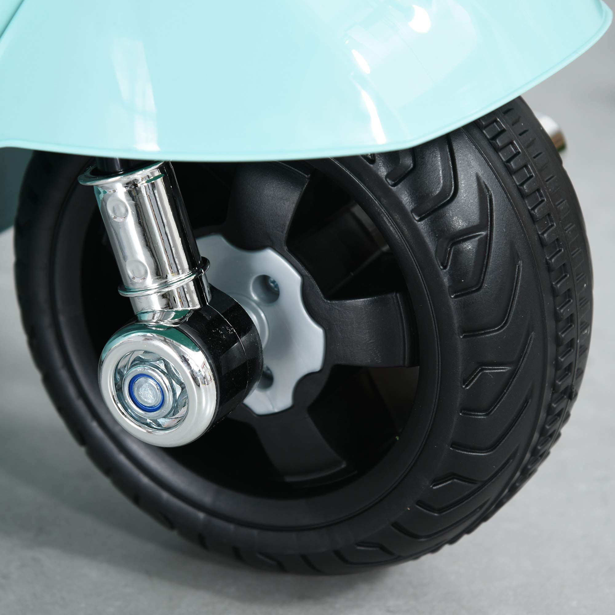HOMCOM Moto Eléctrica Vespa para Niños de 18-36 Meses Moto de Batería 6V con Faro Bocina y 4 Ruedas Motocicleta Infantil con Licencia 66,5x38x52 cm Verde