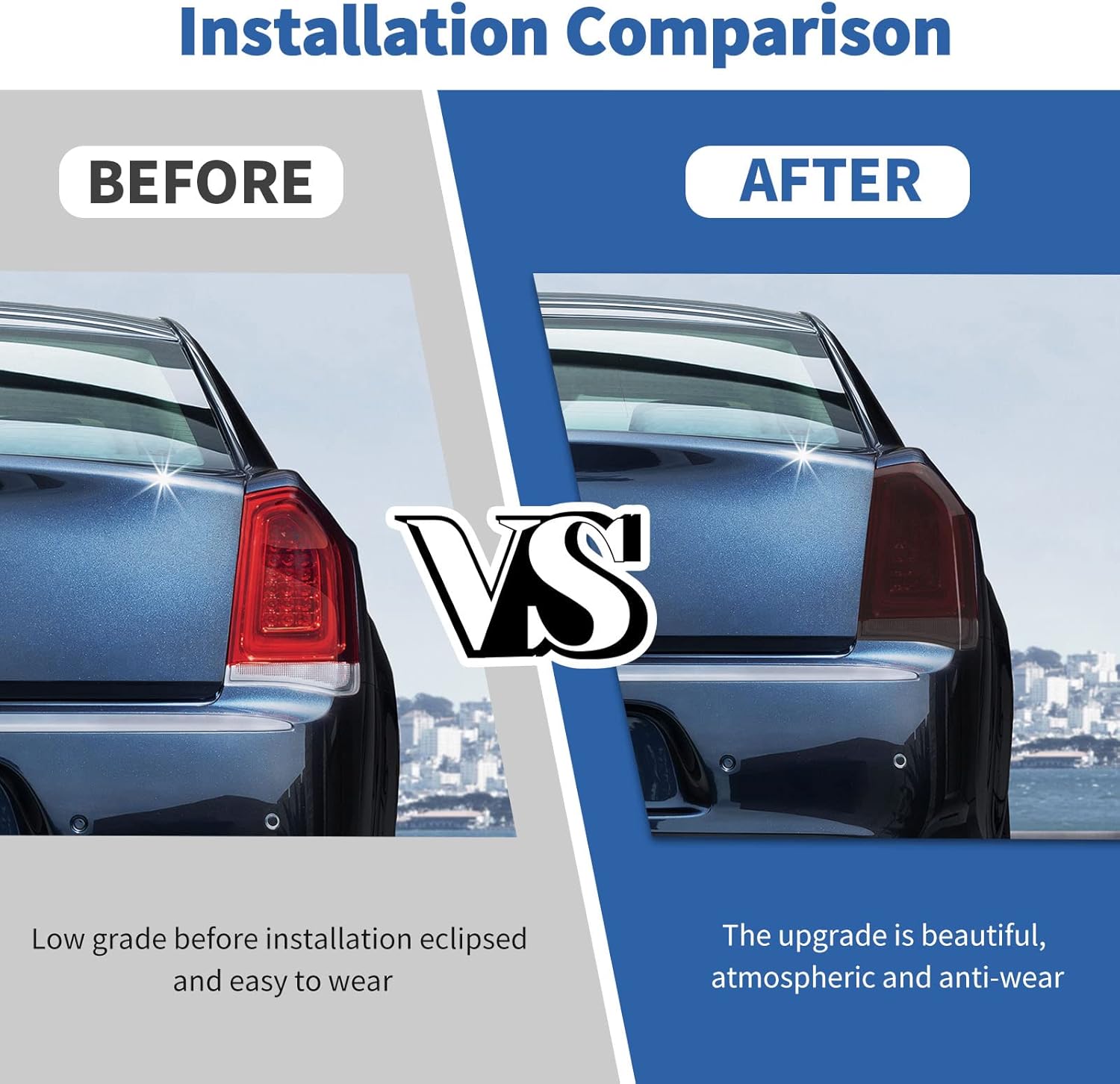 Jimen Taillight Cover Trim Compatible with Chrysler 300/300C 2015-2023
