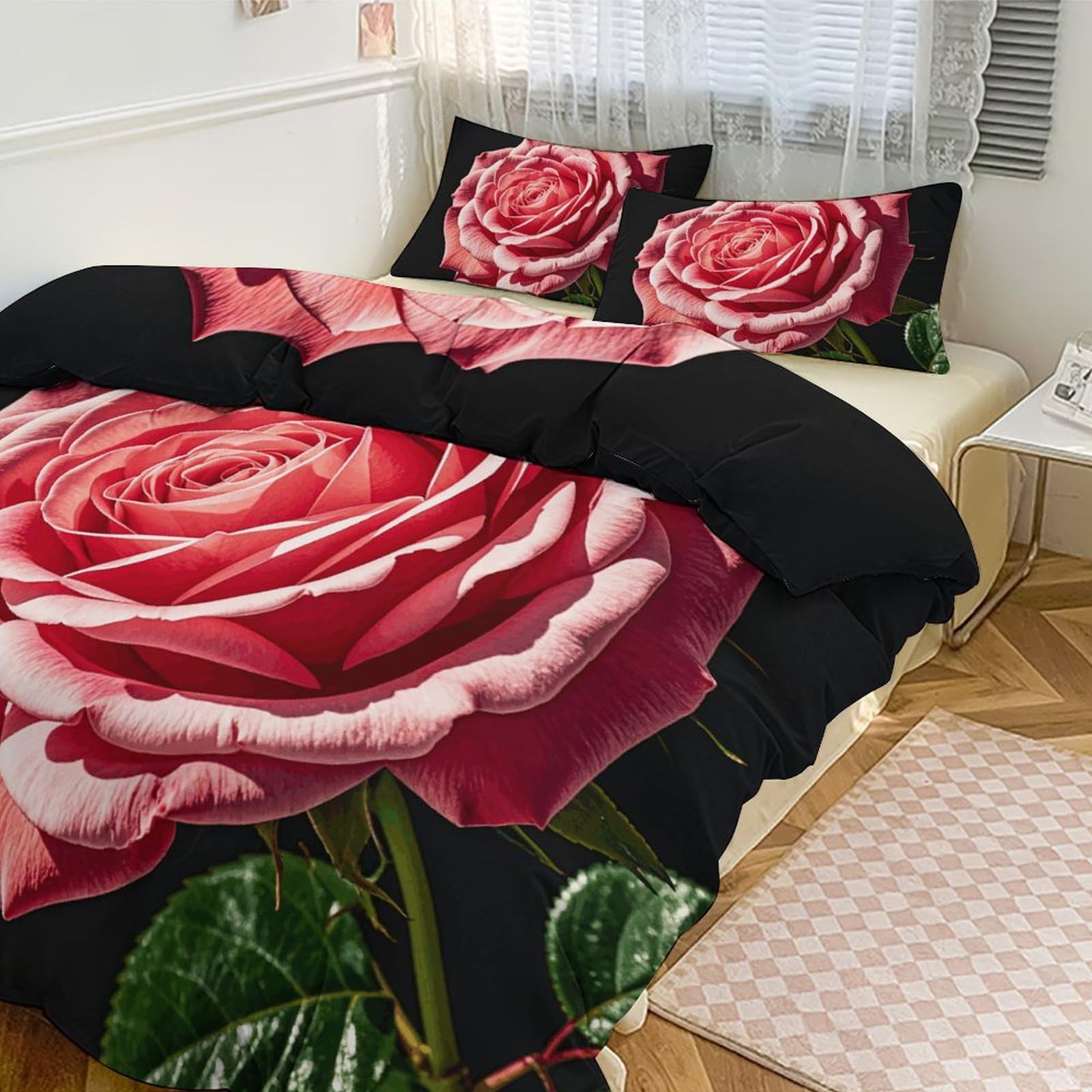 Couette pour grand lit et parure de lit 3 pièces épaisse contre le linge de lit qui glisse