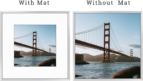 Vista 54 de Frametory - Colección de marcos de metal para fotos, marco de aluminio para fotos con alfombrilla de color marfil y cristal real Dorado