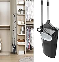 Vista 6 de Juego combinado de escoba con recogedor de 54 pulgadas de mango largo para el hogar, oficina, cocina, limpieza (negro y gris)