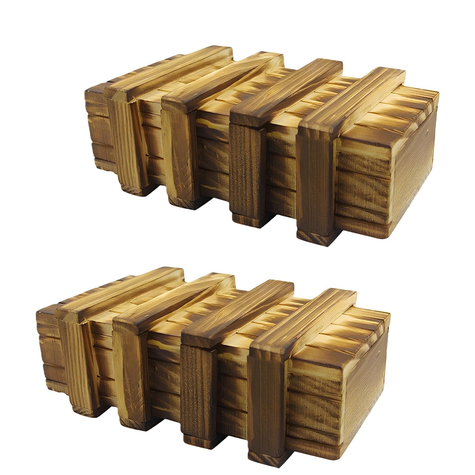 PORFOYO Scatola Regalo in Legno, 2 Pezzi, Magica Puzzle Con Scomparti Sicuri, Box Per Regali, Gioielli, Denaro, Di Compleanno