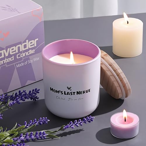 Miniatura 6 de Vela perfumada de lavanda de 8 onzas, velas en tarro de cera de soja con mecha de algodón, fragancia para el hogar de larga duración, divertida vela