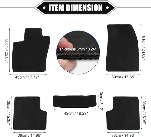Miniatura 6 de VekAuto Kit completo de tapetes para piso de automóvil compatible con Jeep Grand Cherokee 2010-2020, terciopelo antideslizante, color negro,