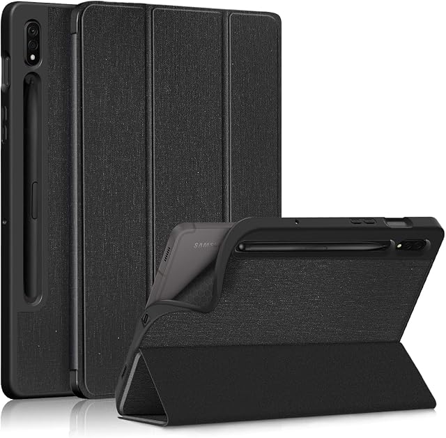 DINGGUAGUA for Samsung Galaxy Tab S7/S8 11 Inch Case for Samsung Tab S8 Tablet Case,Black