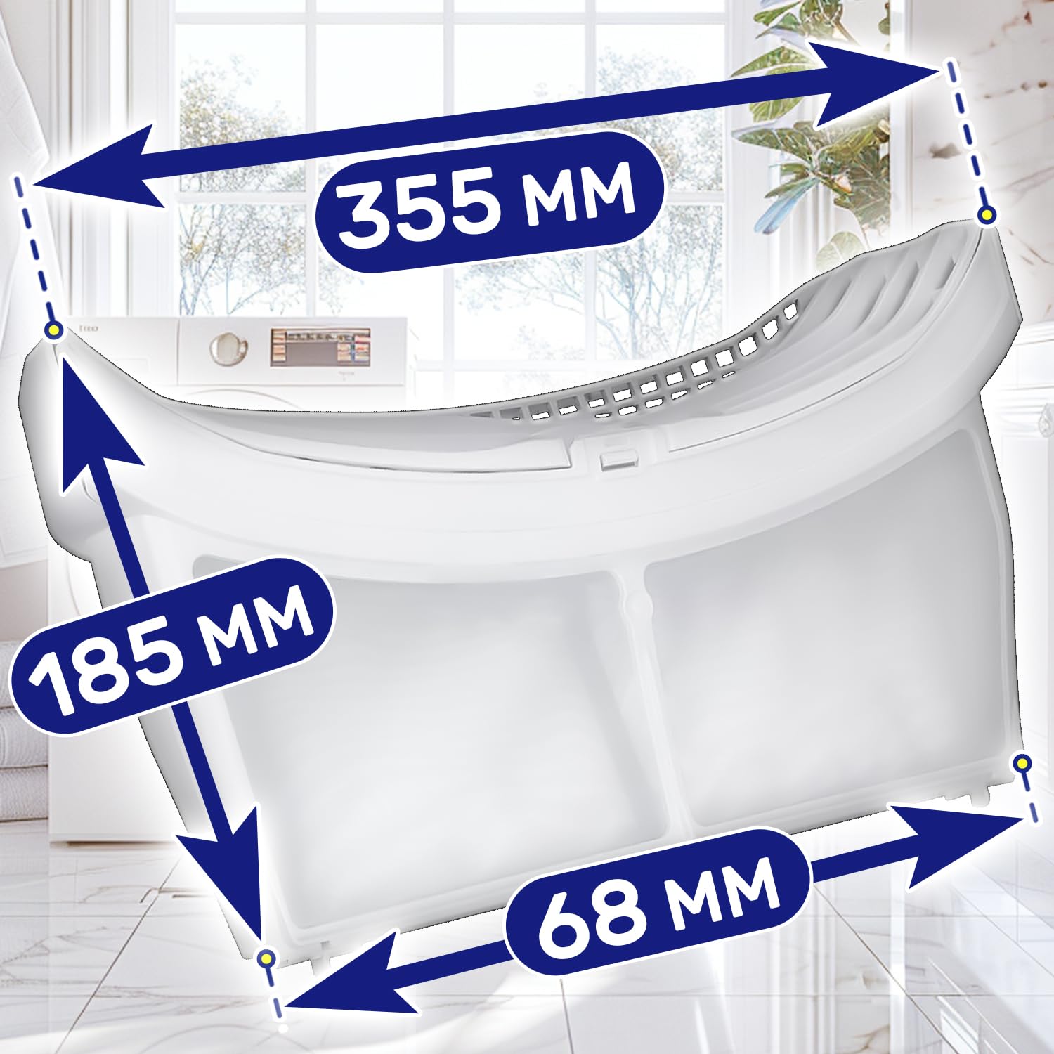 Flusensieb Filter für Trockner 355x185x68 mm mit dem Originalcode 2982200100 für Beko - Garantie 10 Jahre - MONTERAL