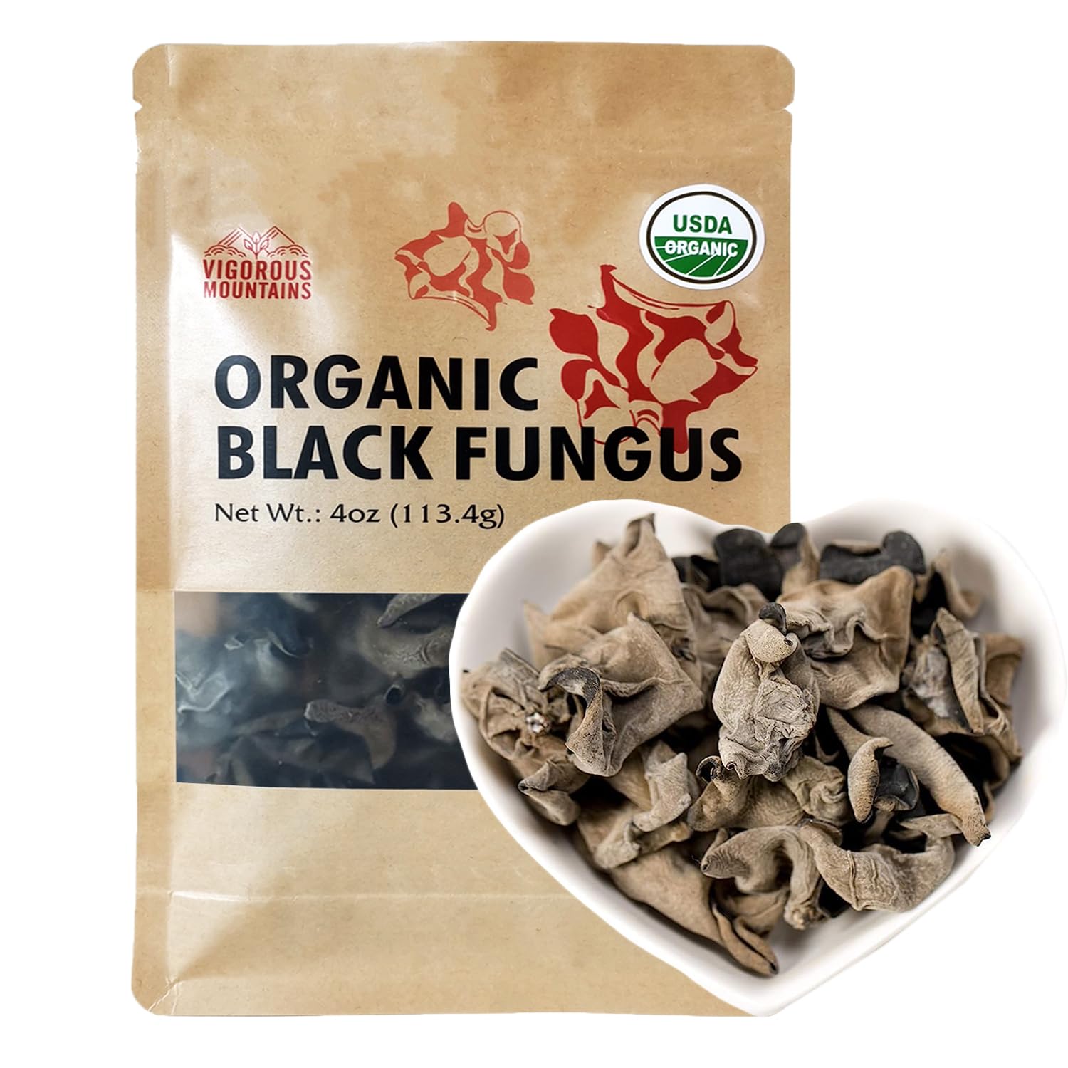 VIGOROUS MOUNTAINS Organic Dried Edible Black Fungus