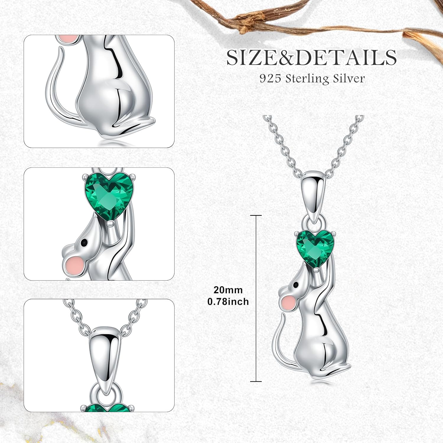 LONAGO Animal Necklace for Women 925 Sterling Silver Cute Duck Snail Mouse Chicken Monkey Pendant Necklace for Gifts