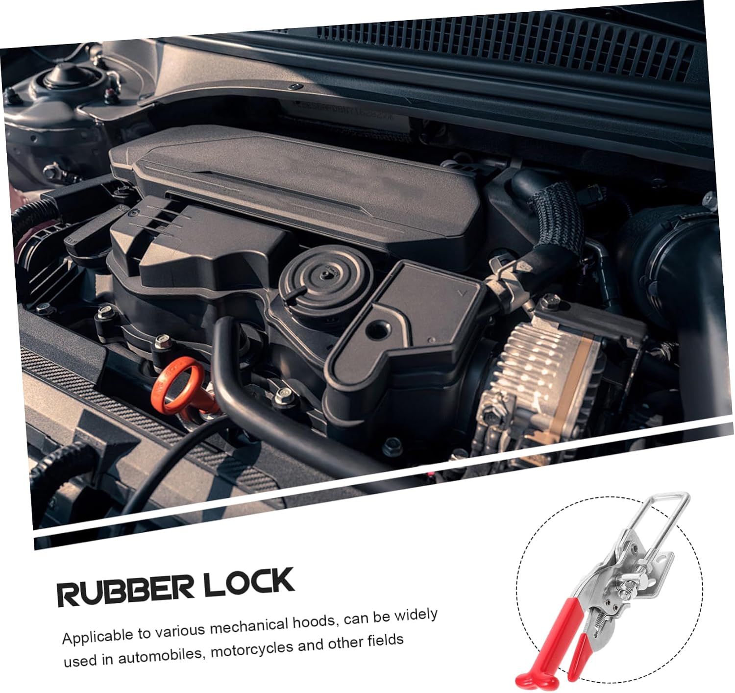 Rubber Catch Heavy Duty Hood Latch with T Handle Hasp Flexible Draw Latch for Engine Covers Durable and Abrasion Resistant Reliable Performance for Automotive Applications