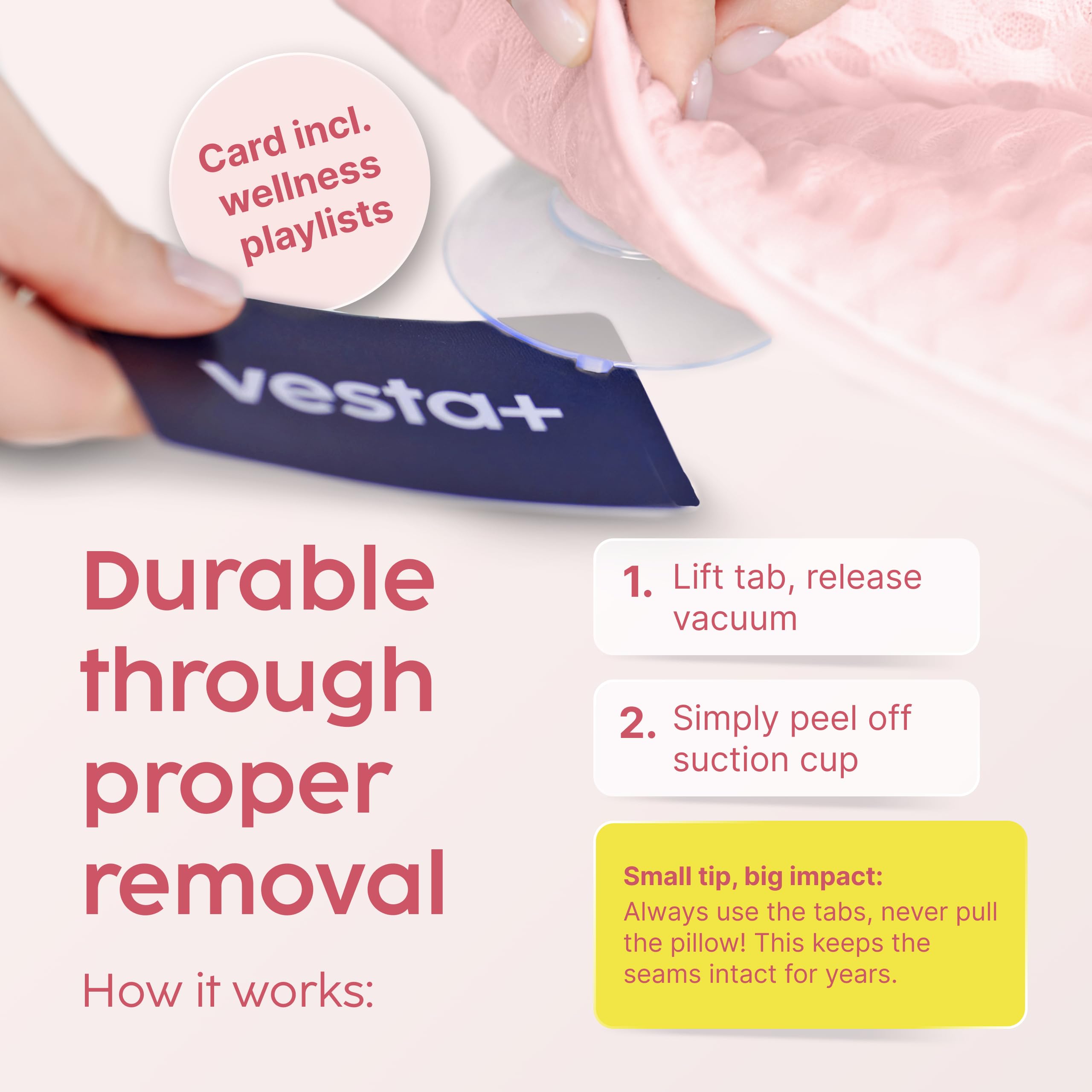 Vesta+ Cojín para bañera XXL rosa con 6 ventosas, 8 cm de reposacabezas