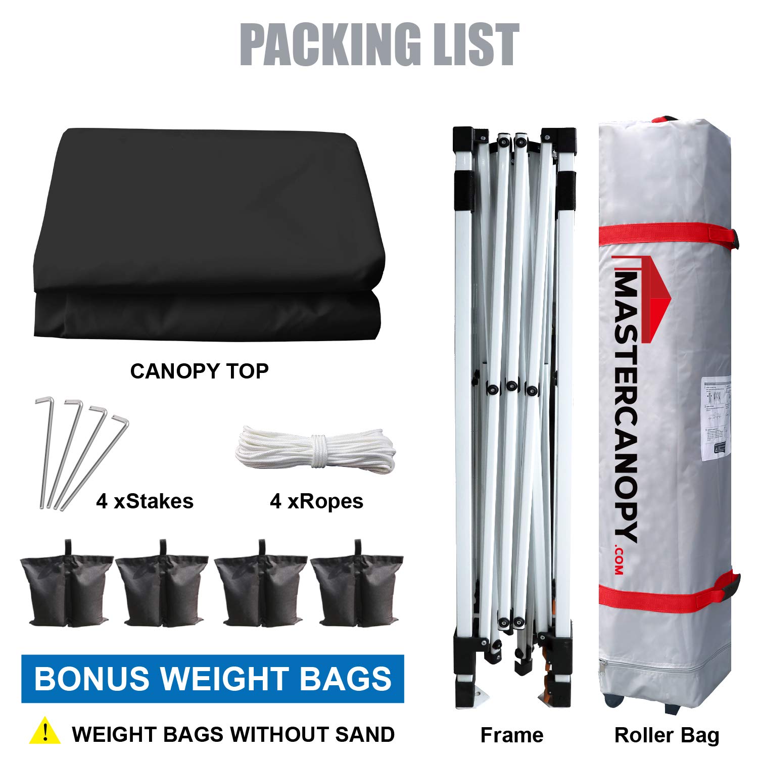 MASTERCANOPY Durable Ez Pop-up Canopy Tent with Roller Bag (10x10, Black)