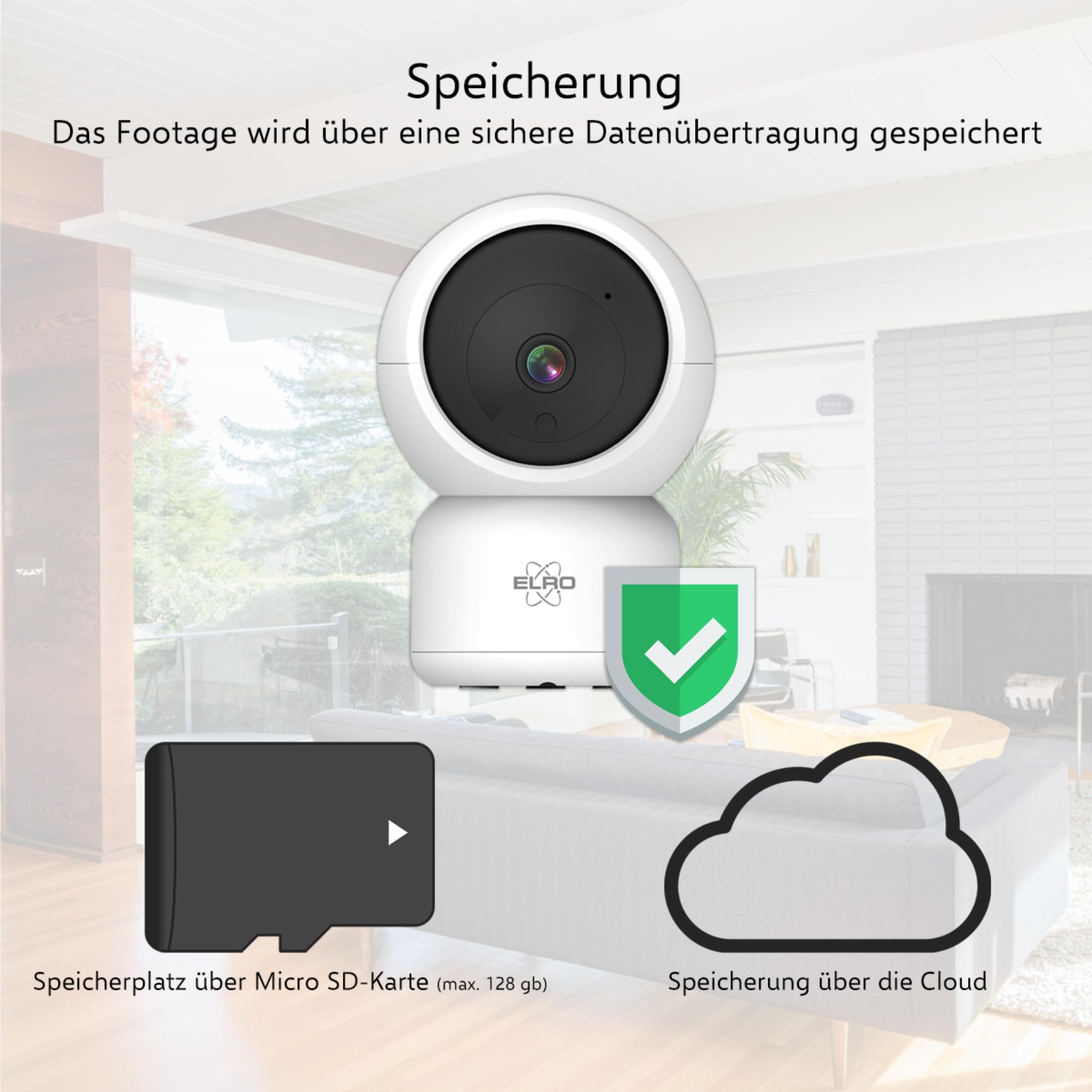 ELRO CI5000 Innen WiFi IP Überwachungskamera mit Bewegungssensor und Nachtsicht - Full HD 1080P Überwachungskamera mit Sirene