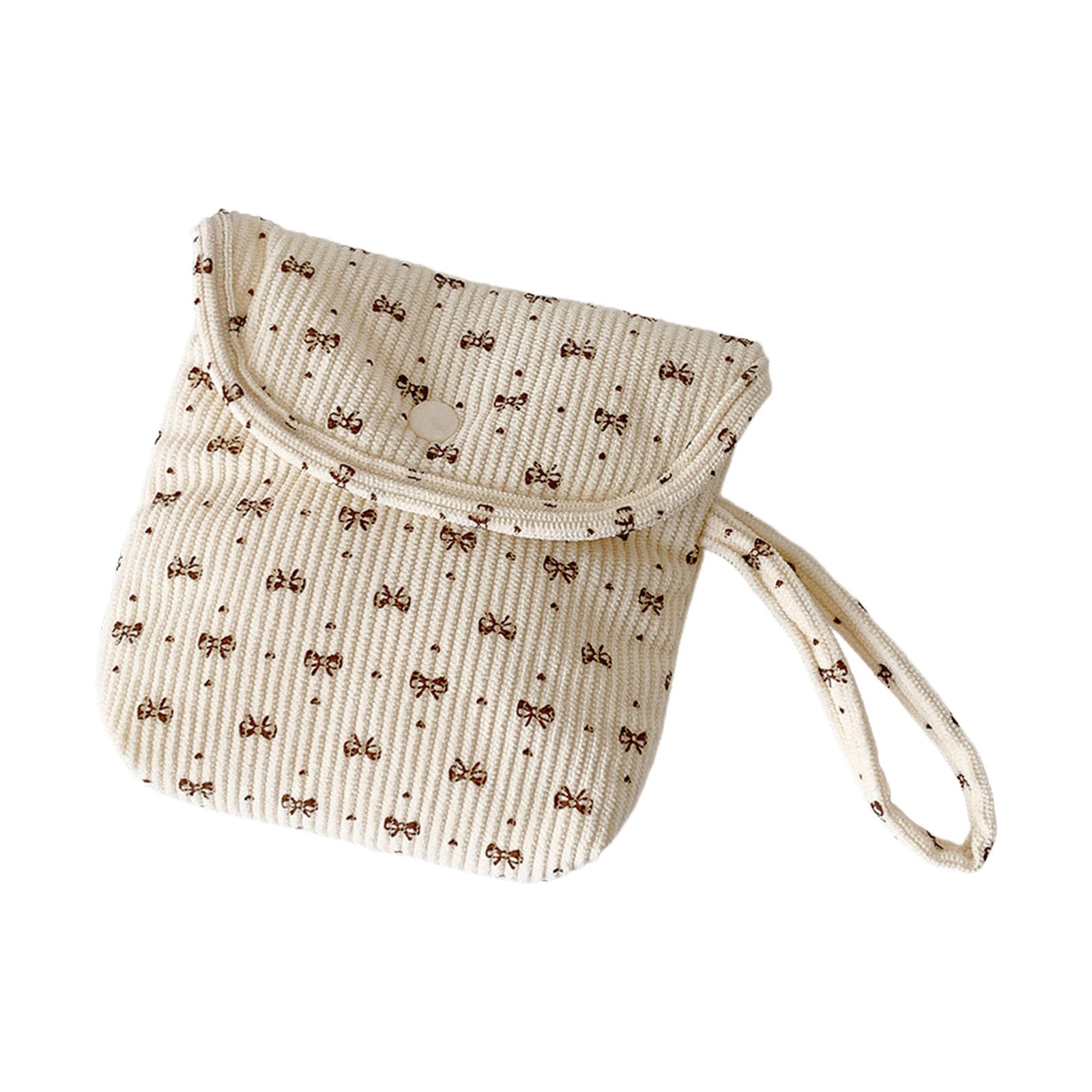 Hsyzygian Stylish Corduroy Sanitary Napkin Holder Portable Cosmetic Storage Bag Feminine Product Holder for Women Travel Cosmetic Case