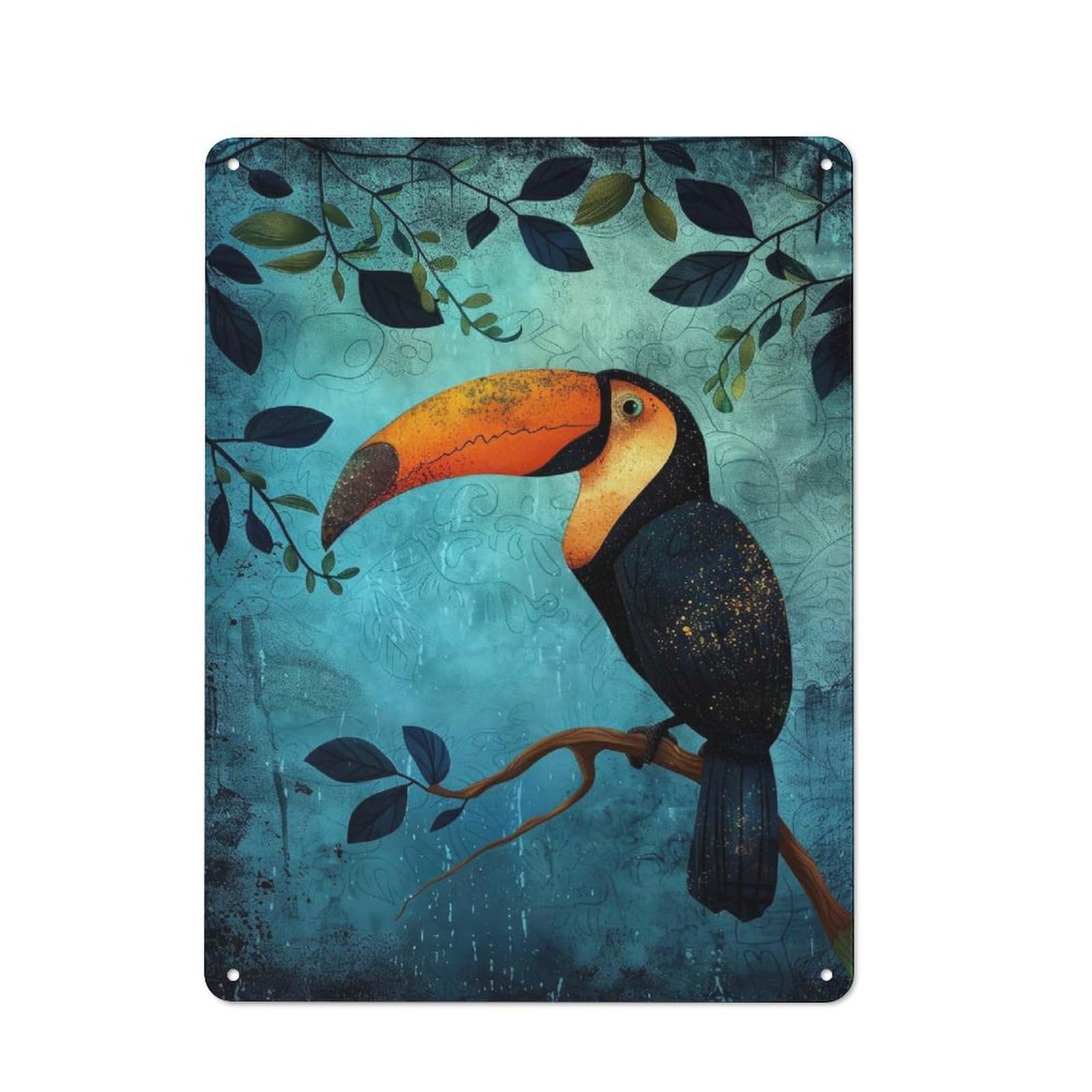 Junmoney Colorful Toucan Perch Vintage Tin Sign 40X30cm For Garden Room Or Summerhouse, A Housewarming Gift For Outdoor-Room Decor Collectors