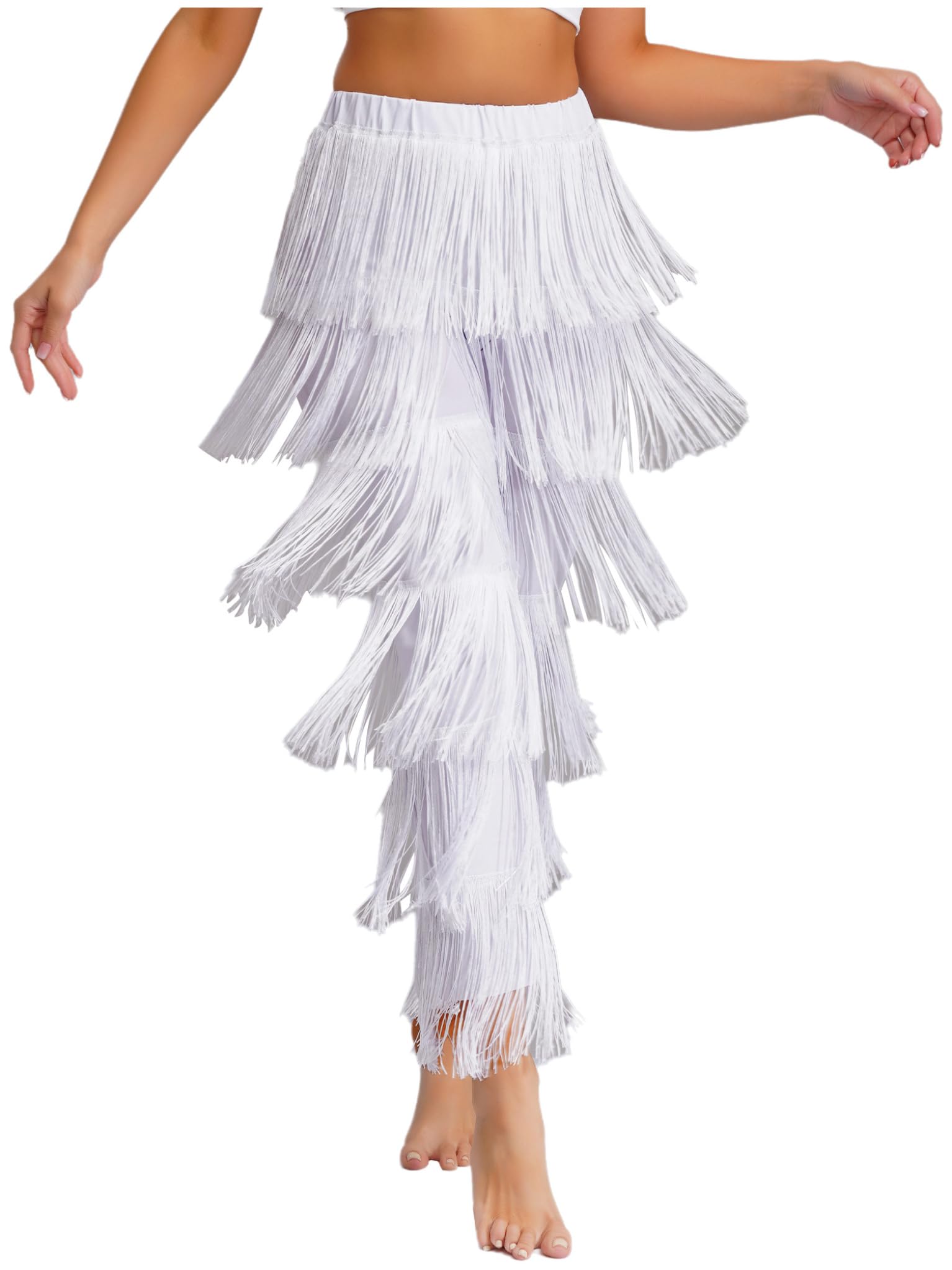 TTAO Pantaloni da ballo da donna latina tango rumba con frange, sala da ballo, salsa, pratica, leggings da allenamento