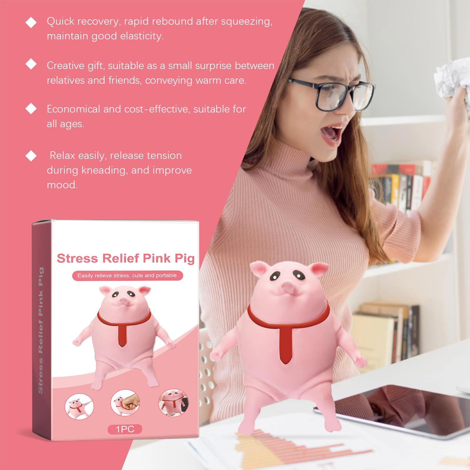 Anti-Stress Spielzeug Schwein – Weich, Quetschbar, 14x14 Cm, Aus TPR, Für Kinder & Erwachsene