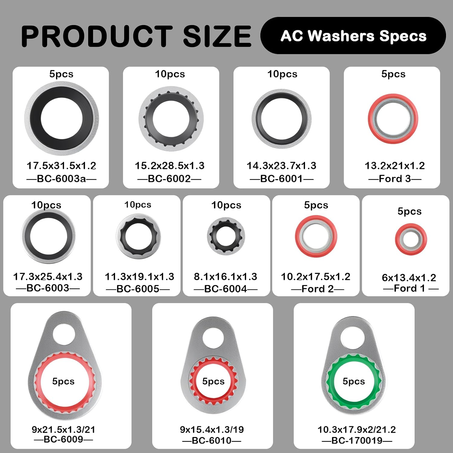 139PCS O Ring Assortment Kit,Multi-Size AC O Ring Kit Replacement Includes 85PCS AC Washers & 54PCS Rubber Gaskets,Universal ACS Seal Kits Car Accessories for ACS Systems
