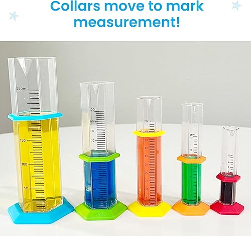 Miniatura 5 de hand2mind Starter Science - Juego de cilindros graduados, equipo de laboratorio de ciencia para niños, juguetes de medición para niños, kits de